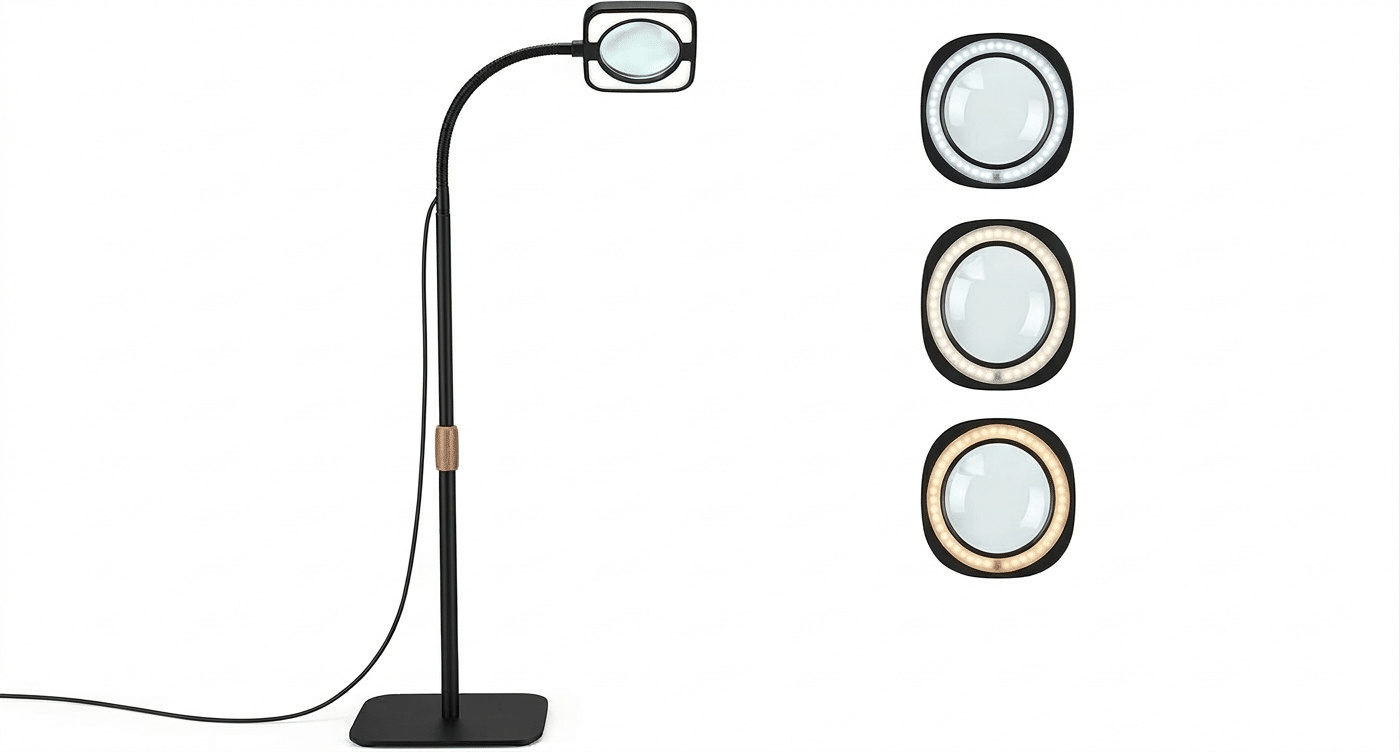 Loupe sur pied à bras articulé